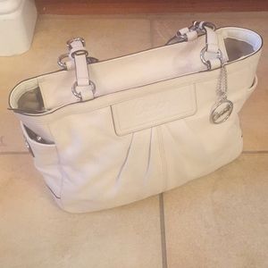 Authentic White Leather Coach Bag